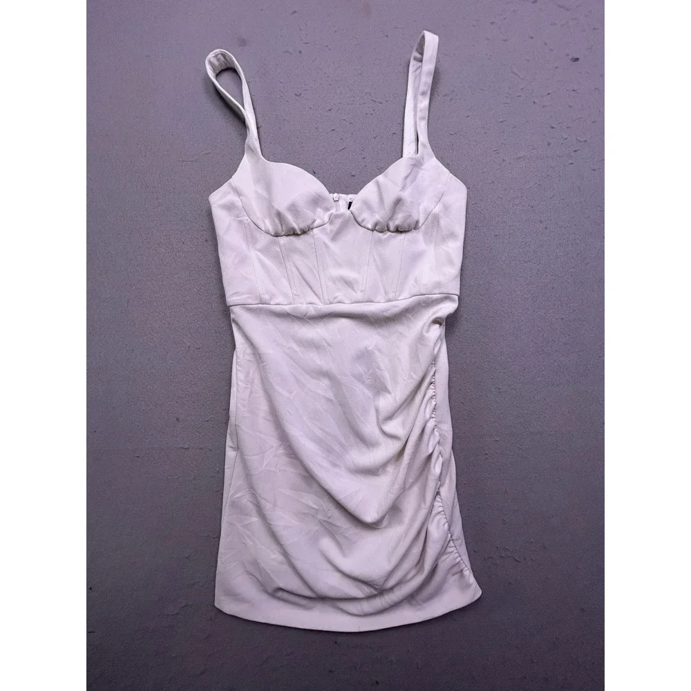 Zara Mini Dress Textured White M Womens